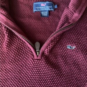 Vineyard Vines Burgundy Zip Up Sweater